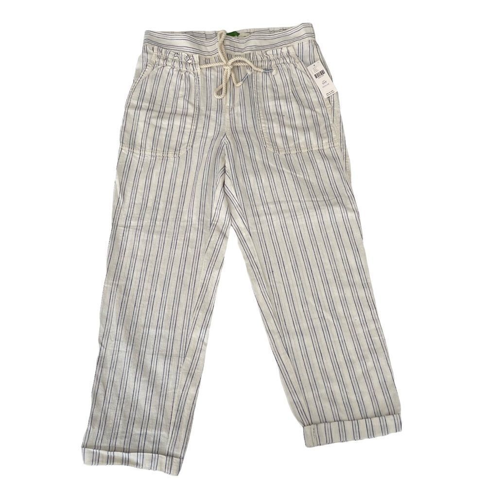 Anthropologie Striped Cream and Blue Trousers